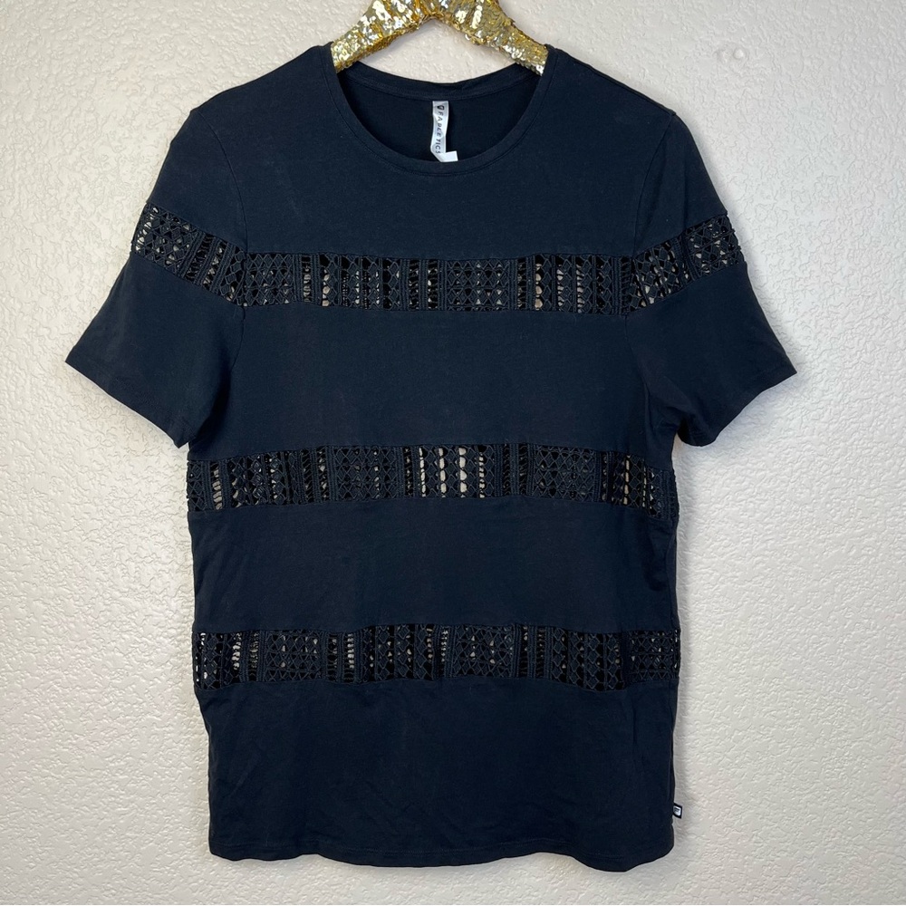 Fabletics • Zarina Black Crochet Cut Out T-Shirt